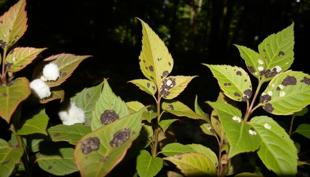 doenças fúngicas em plantas de sombra